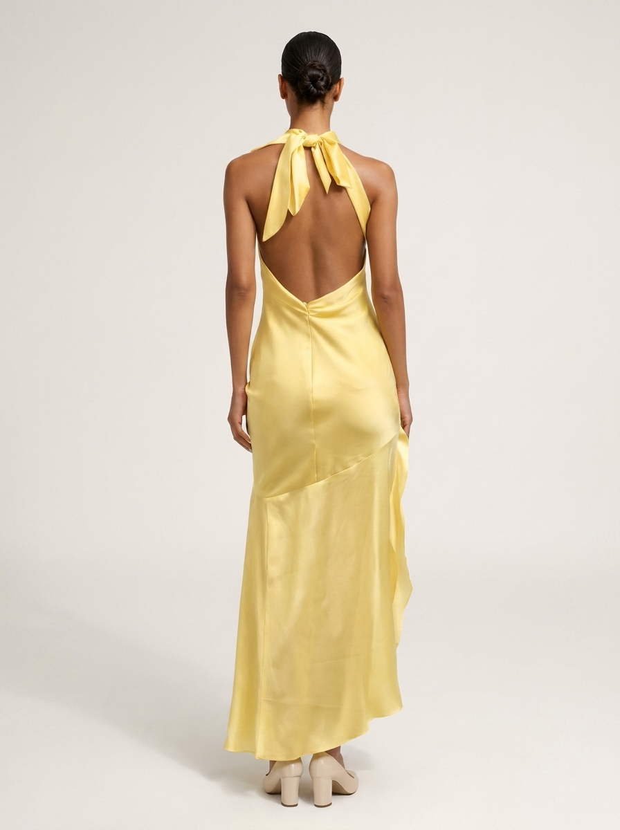 Satin halter maxi dress with an open back - Seraphina