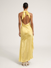 Satin halter maxi dress with an open back - Seraphina