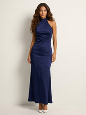 Satin halter maxi dress with an open back - Seraphina