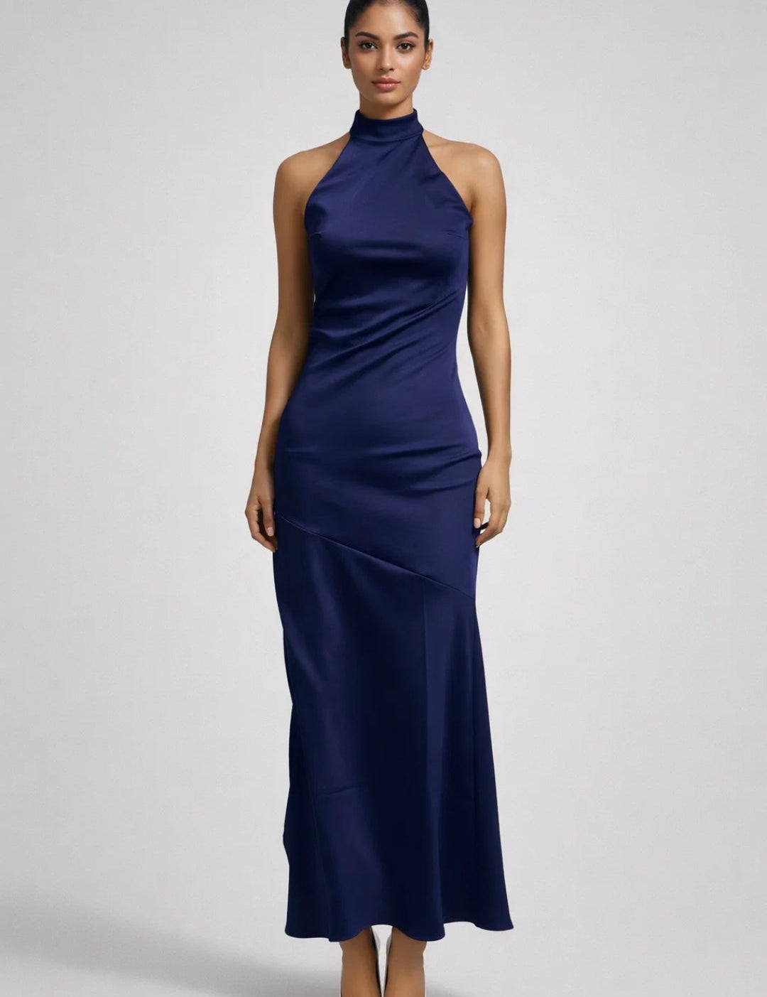 Satin halter maxi dress with an open back - Seraphina