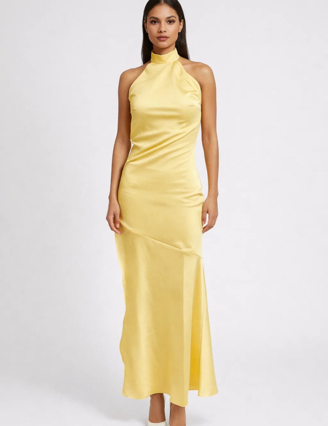 Satin halter maxi dress with an open back - Seraphina
