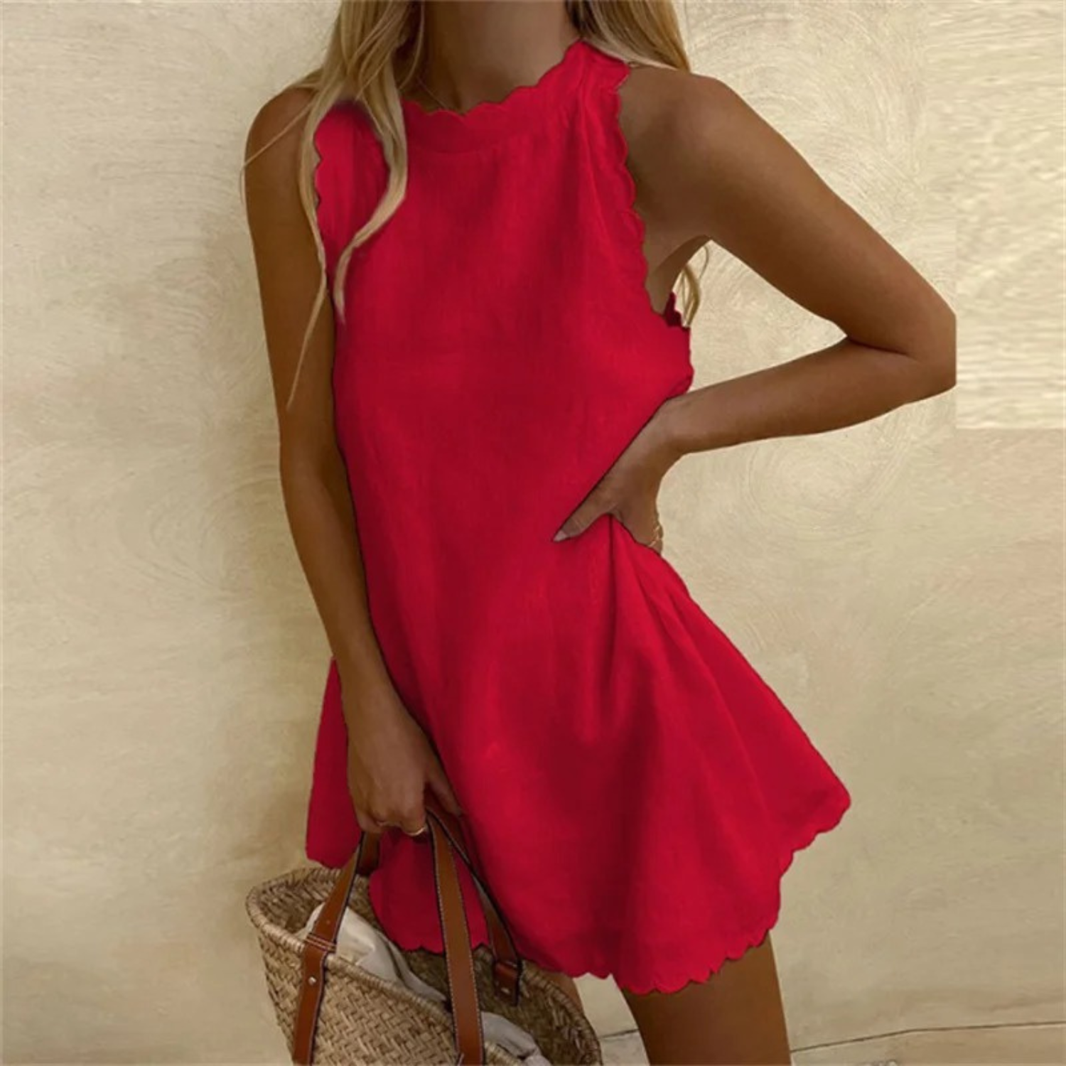 Scalloped Hem Mini Dress - Bella
