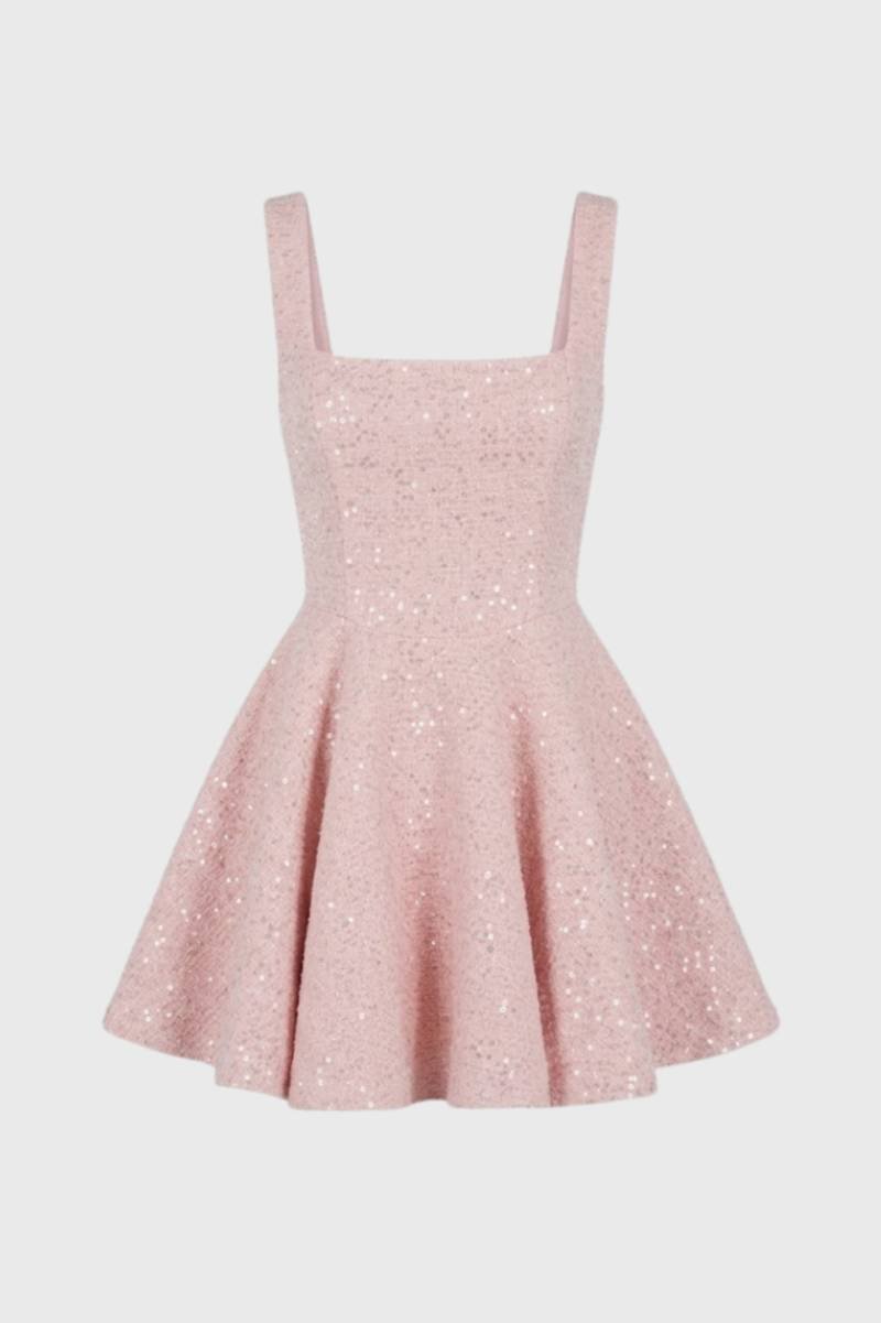Sequin A-Line Mini Dress - Celeste
