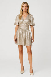 Shimmer Wrap Dress with V-Neck - Isabelle