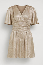 Shimmer Wrap Dress with V-Neck - Isabelle