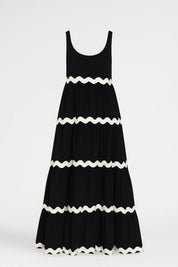 Sleeveless Maxi Dress with Wavy Contrast Details - Sophie
