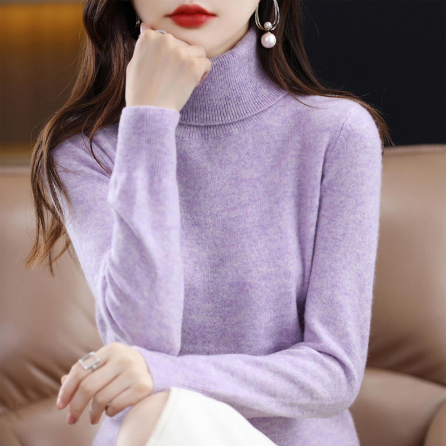 Soft turtleneck knit sweater - Celestine