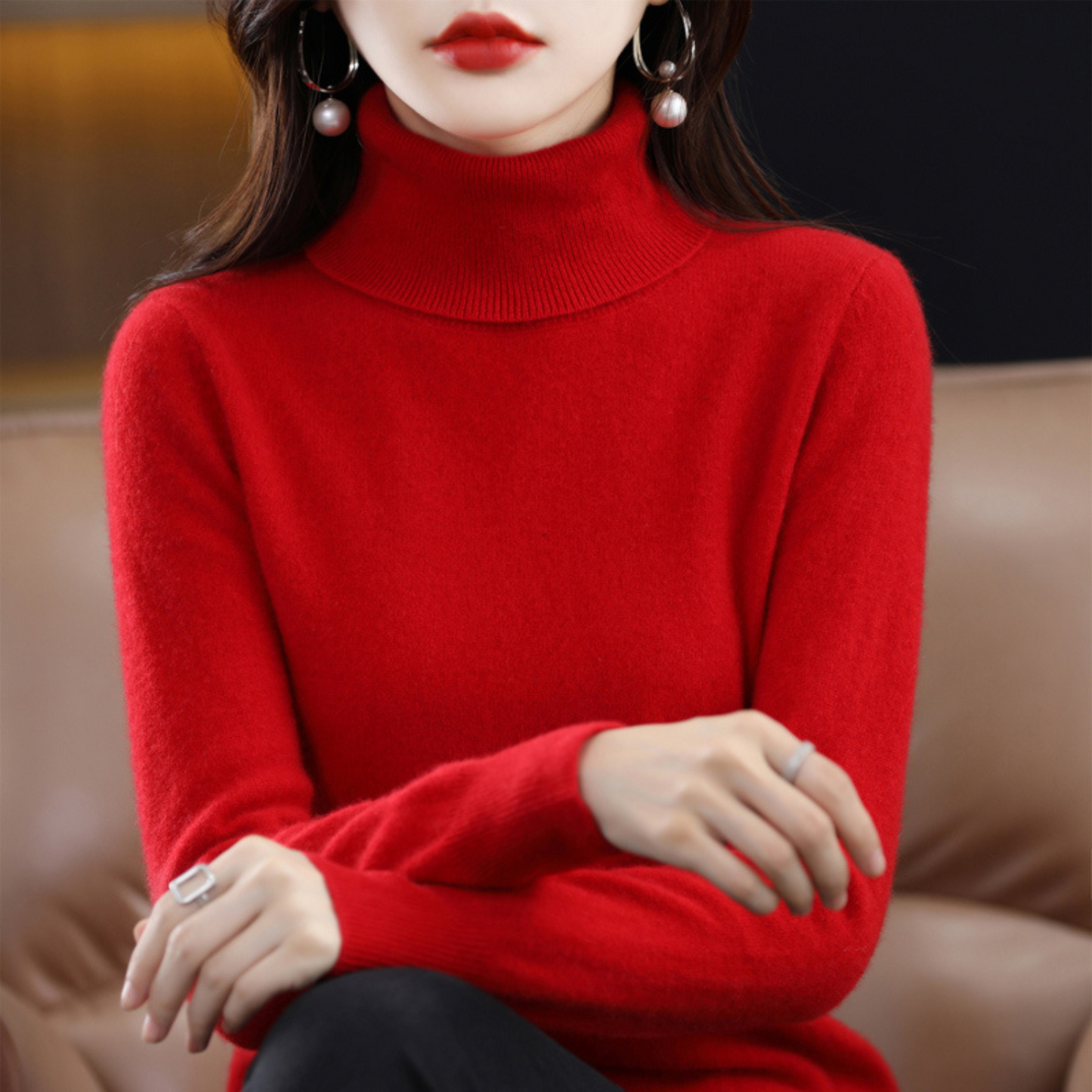 Soft turtleneck knit sweater - Celestine