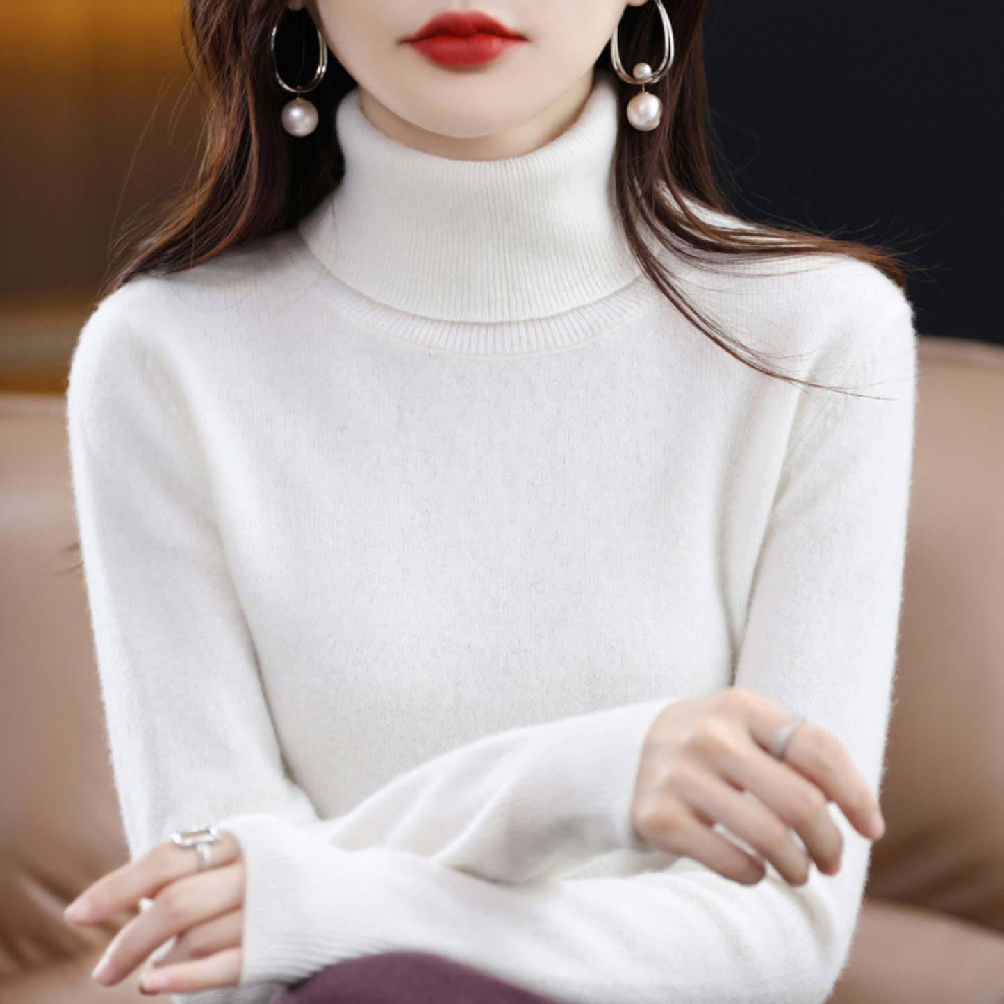 Soft turtleneck knit sweater - Celestine
