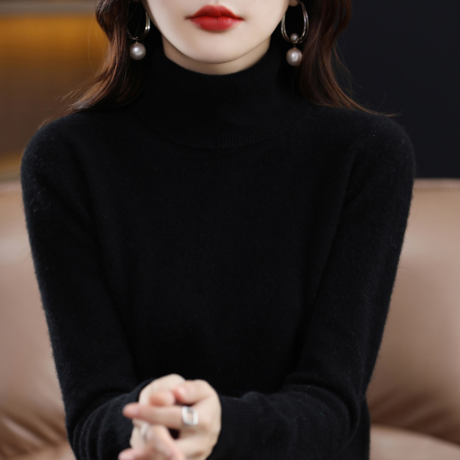 Soft turtleneck knit sweater - Celestine