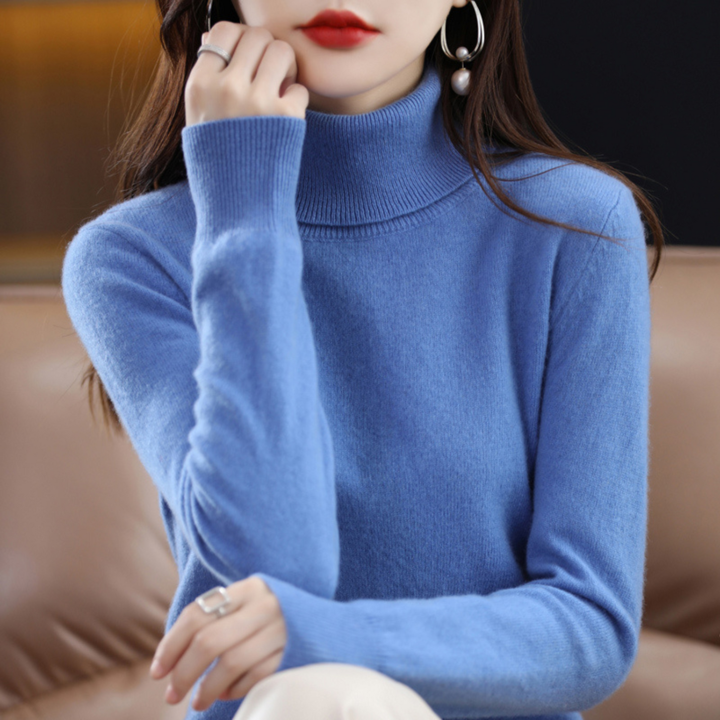 Soft turtleneck knit sweater - Celestine