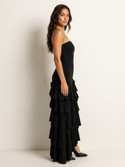 Strapless evening gown with layered ruffles - Valéria