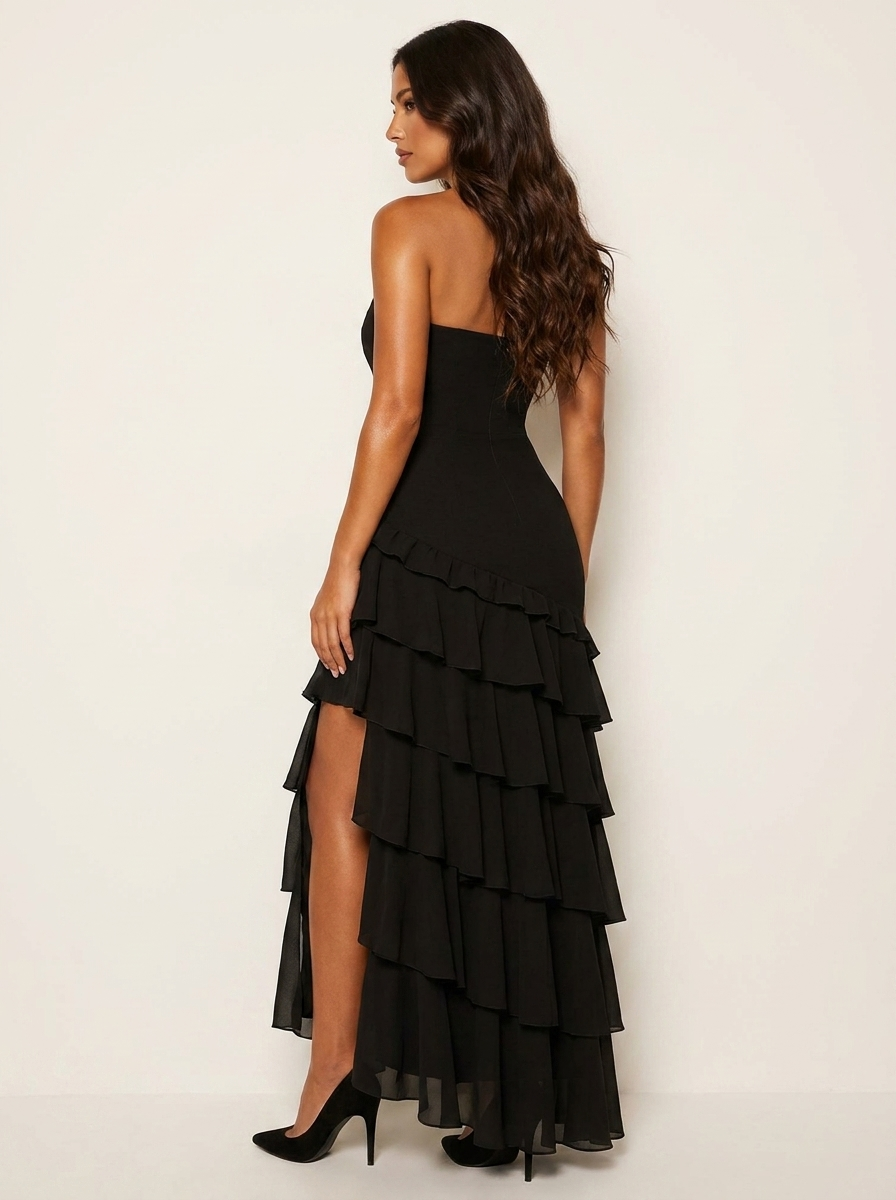 Strapless evening gown with layered ruffles - Valéria