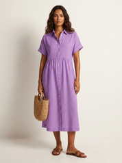 Striped Button-Front Maxi Dress - Olivia