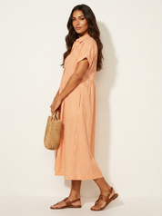 Striped Button-Front Maxi Dress - Olivia