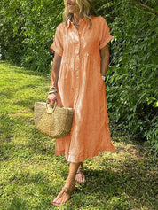 Striped Button-Front Maxi Dress - Olivia