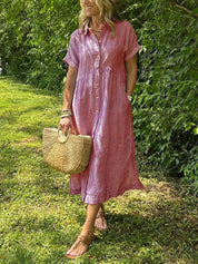 Striped Button-Front Maxi Dress - Olivia