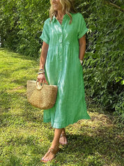 Striped Button-Front Maxi Dress - Olivia