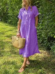 Striped Button-Front Maxi Dress - Olivia