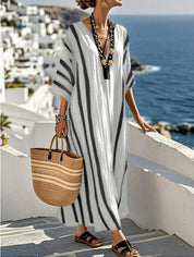 Striped Kaftan Maxi Dress - Athena