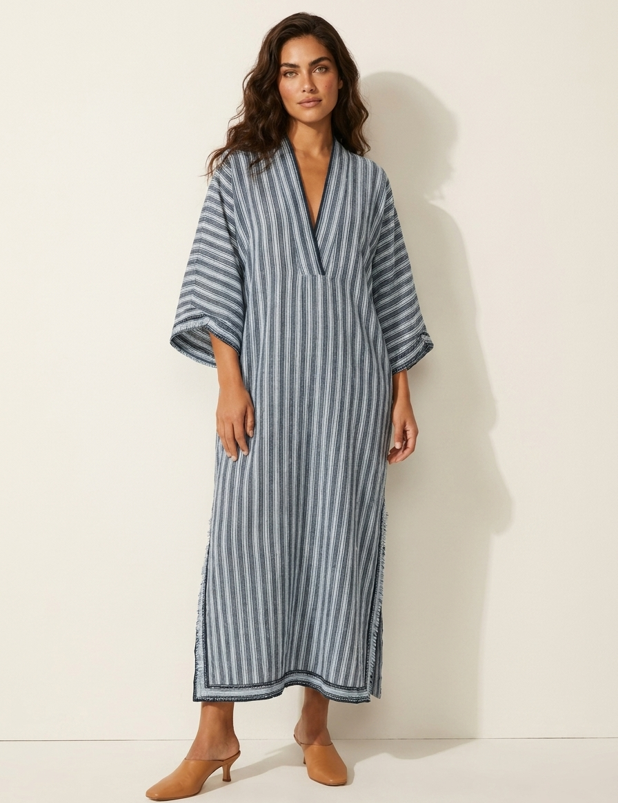 Striped Kaftan Maxi Dress - Athena