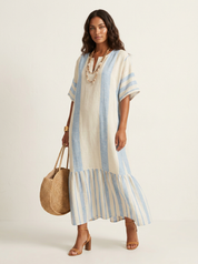 Striped Kaftan Maxi Dress - Athena
