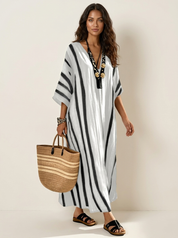 Striped Kaftan Maxi Dress - Athena