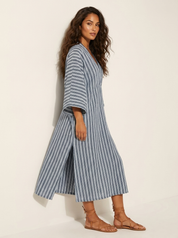 Striped Kaftan Maxi Dress - Athena