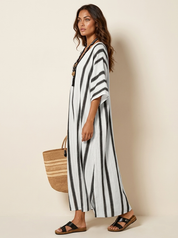 Striped Kaftan Maxi Dress - Athena