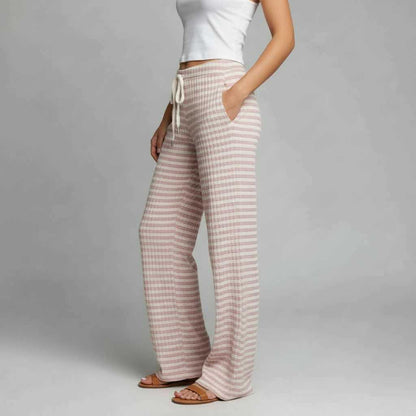 Striped Lace-Up Pants | Women's Casual High Street Trousers