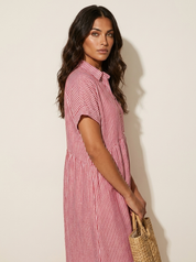 Striped Midi Shirt Dress - Eliana