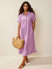Striped Midi Shirt Dress - Eliana