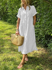Striped Midi Shirt Dress - Eliana