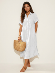 Striped Midi Shirt Dress - Eliana