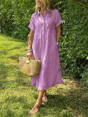 Striped Midi Shirt Dress - Eliana