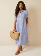 Striped Midi Shirt Dress - Eliana