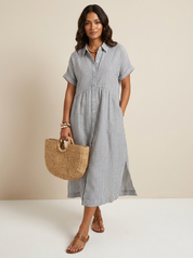 Striped Midi Shirt Dress - Eliana
