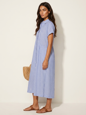 Striped Midi Shirt Dress - Eliana