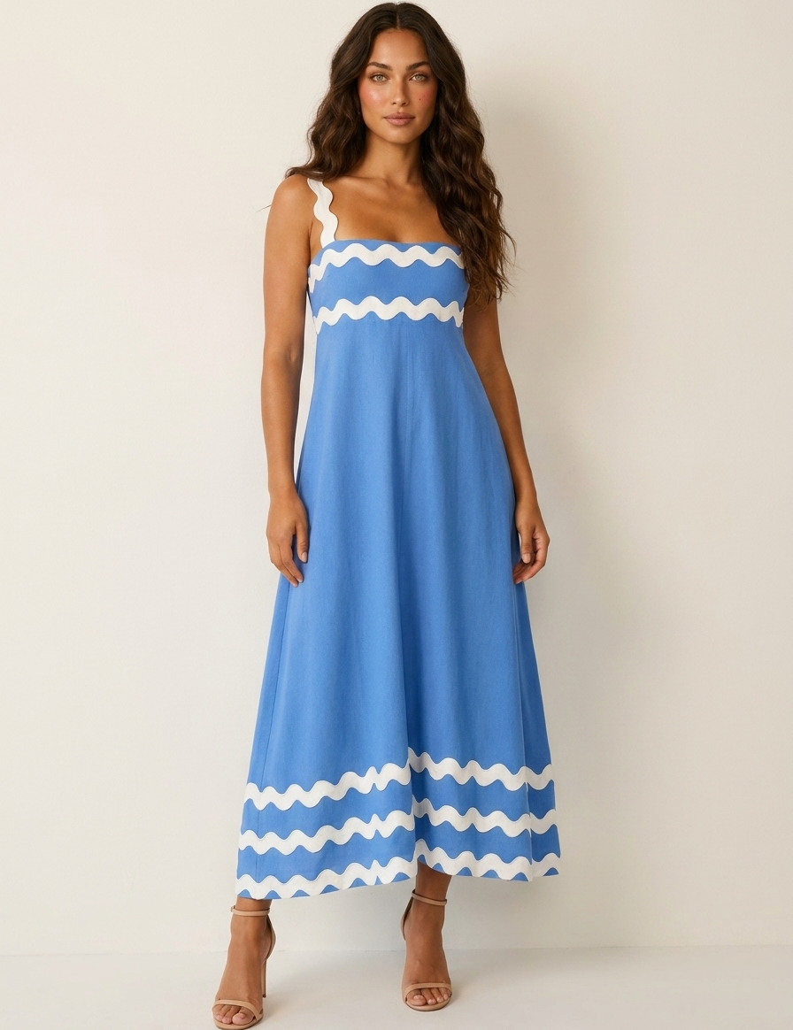 Summer maxi dress with scalloped hem details - Mila