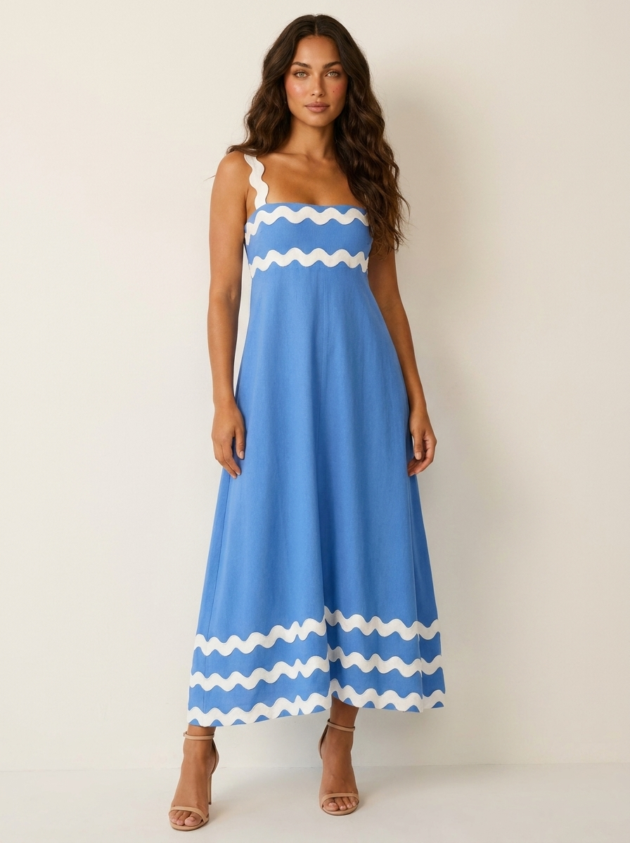 Summer maxi dress with scalloped hem details - Mila