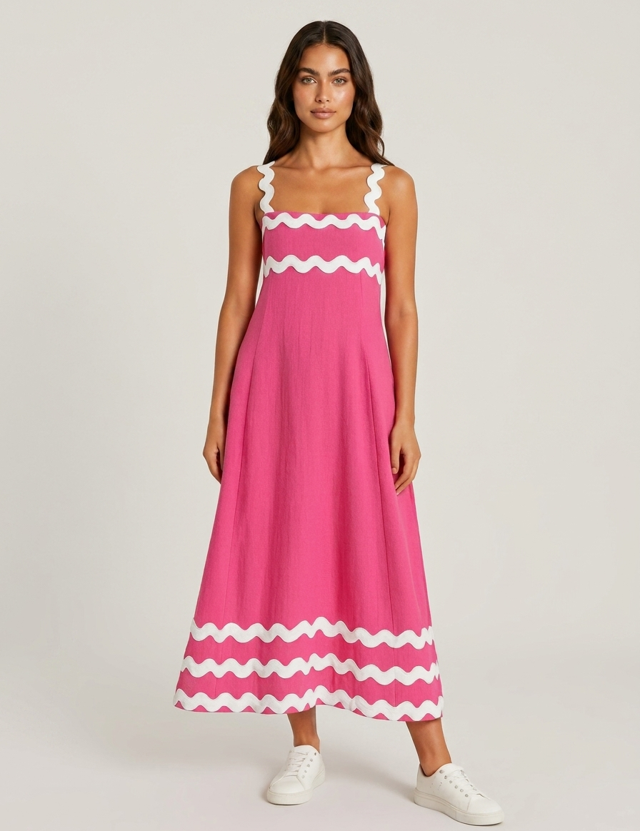 Summer maxi dress with scalloped hem details - Mila
