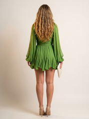 Sweetheart Mini Dress with Flowing Sleeves - Emilia