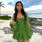 Sweetheart Mini Dress with Flowing Sleeves - Emilia