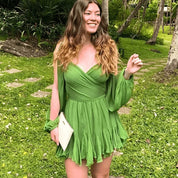 Sweetheart Mini Dress with Flowing Sleeves - Emilia