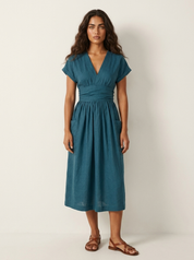 Tailored Midi Dress with V-Neck - Isabella