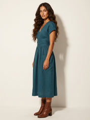 Tailored Midi Dress with V-Neck - Isabella