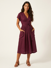 Tailored Midi Dress with V-Neck - Isabella