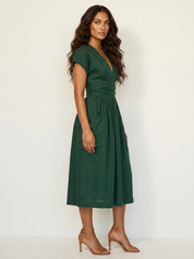 Tailored Midi Dress with V-Neck - Isabella