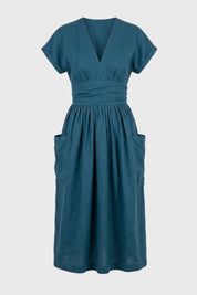 Tailored Midi Dress with V-Neck - Isabella