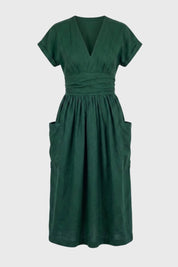 Tailored Midi Dress with V-Neck - Isabella